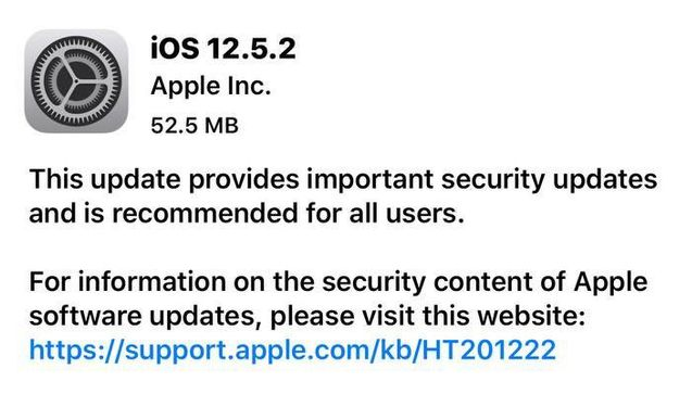 小店苹果手机维修分享iOS12.5.2发布，建议所有老苹果用户安装 